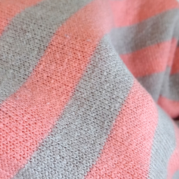 Banana Republic Soft Nylon Viscose Knit Orange Tan Stripe Long Sleeve Sweater M - Picture 8 of 11